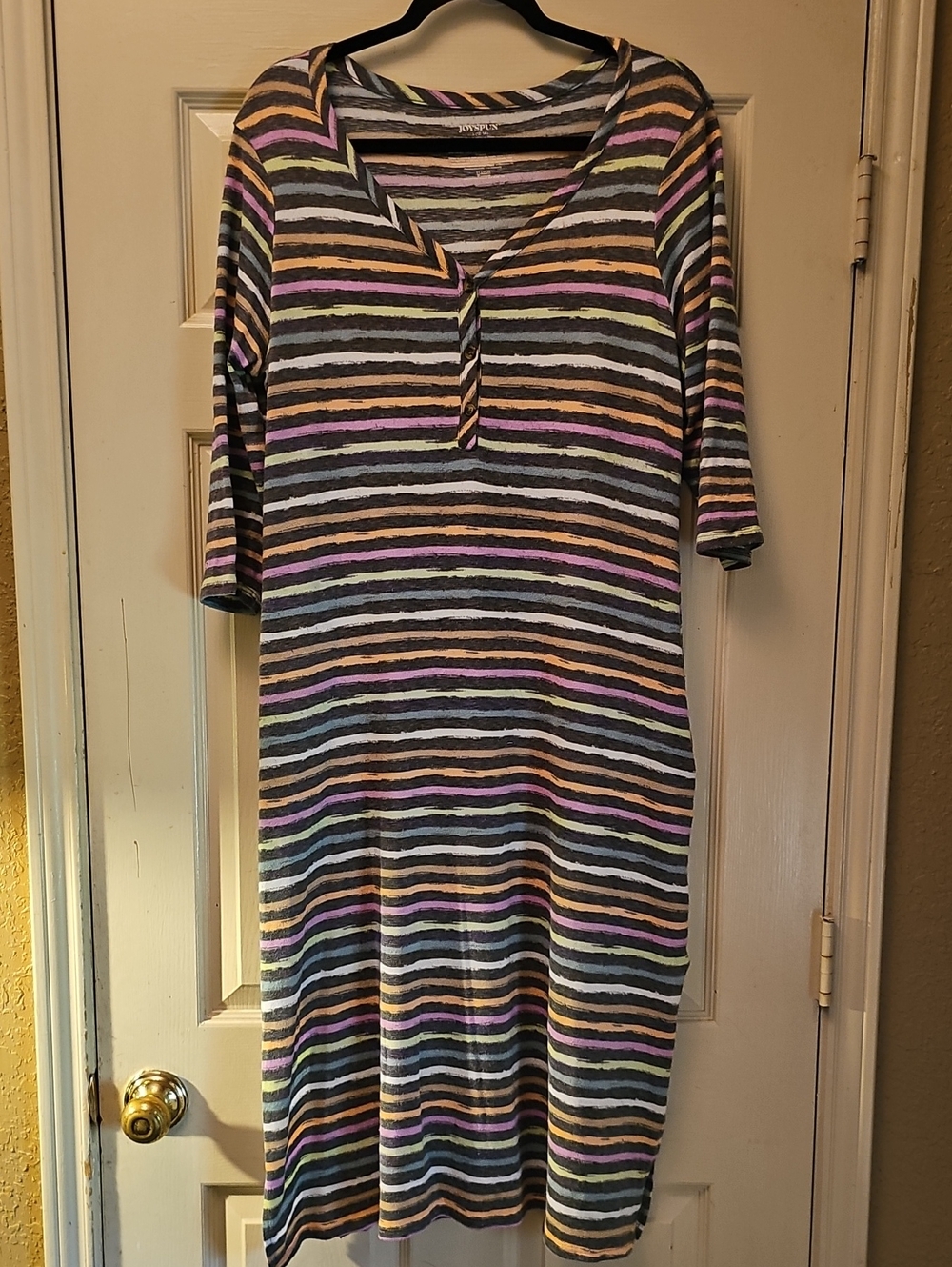 JOYSPUN Striped Knit Dress in Black, Gray, Cream